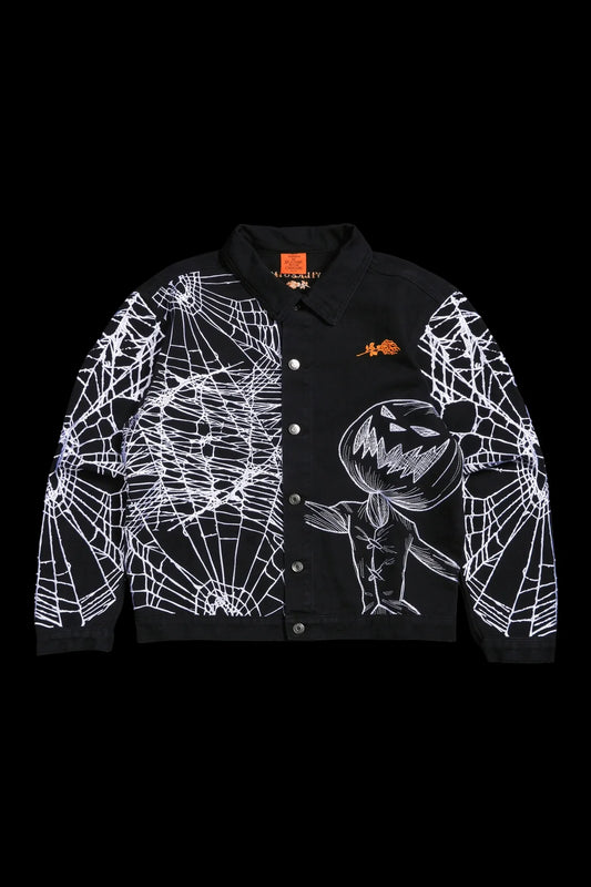 PUMPKIN FREIGHT RAW DENIM JACKET IN BLACK