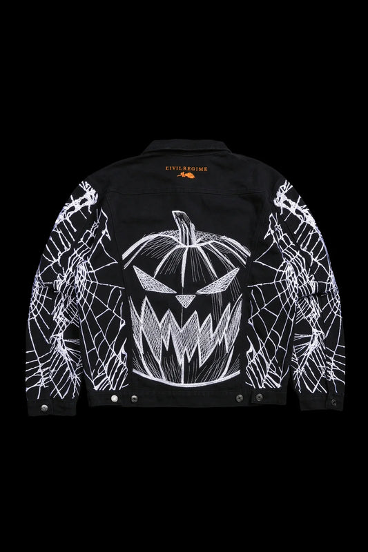 PUMPKIN FREIGHT RAW DENIM JACKET IN BLACK