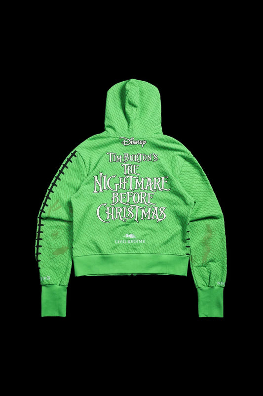 OOGIE BOOGIE CIVIL COWL ZIP UP HOODIE IN ACID GREEN